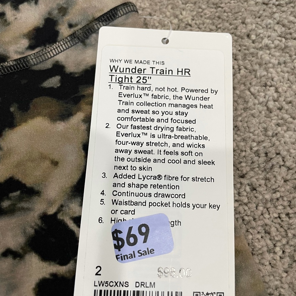 Lululemon wunder train HR tight 25”